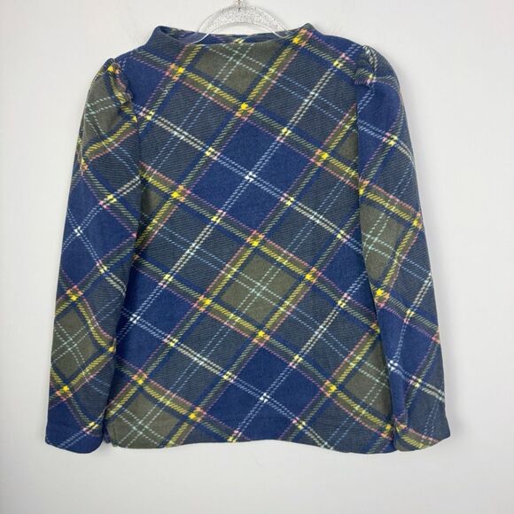TALBOTS | Fleece Plaid Funnel Neck Sweater Top Green Blue Pink Women’s Size MP - Picture 2 of 10